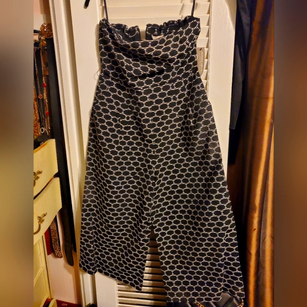 Black and white strapless romper